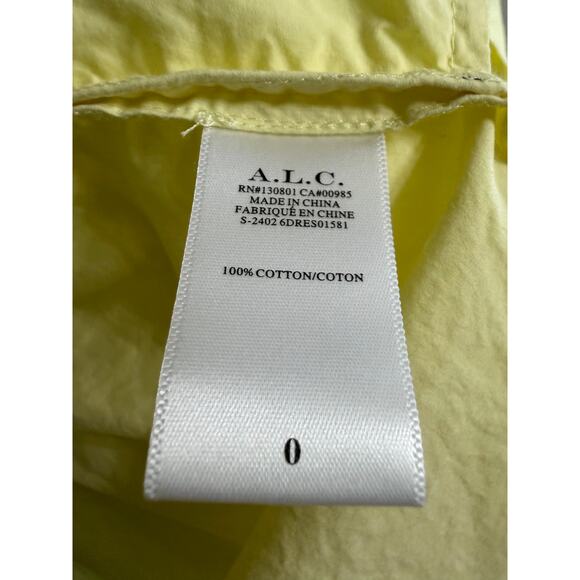 A.L.C. Camila Short-Oversized Sleeve Tiered Mini Dress Canary Sz 0 - Picture 11 of 13